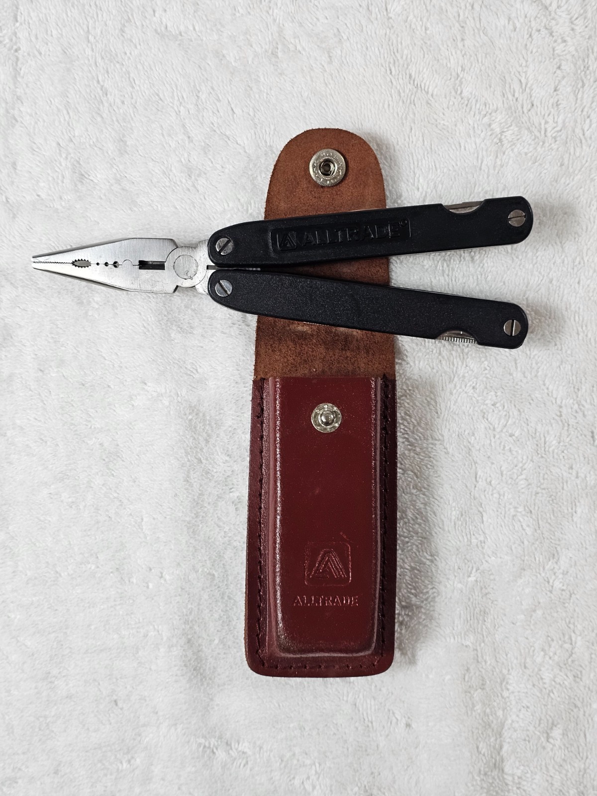 VTG Alltrade Multi Tool Folding Pliers w/ Leather Sheath Knife Saw Screwdrivers