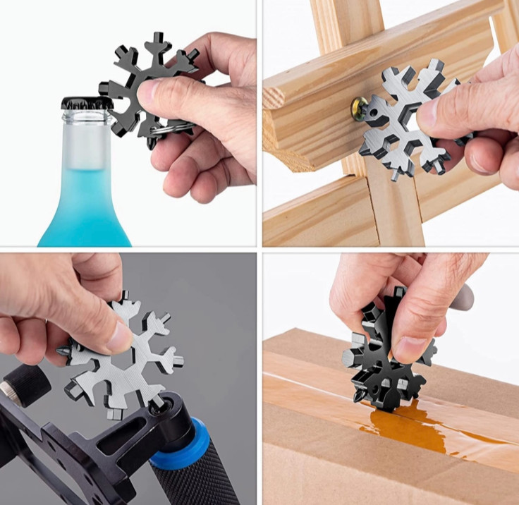 Black 18-in-1 Snowflake Multi-Tool Carbon Steel Multitool Screwdriver Opener