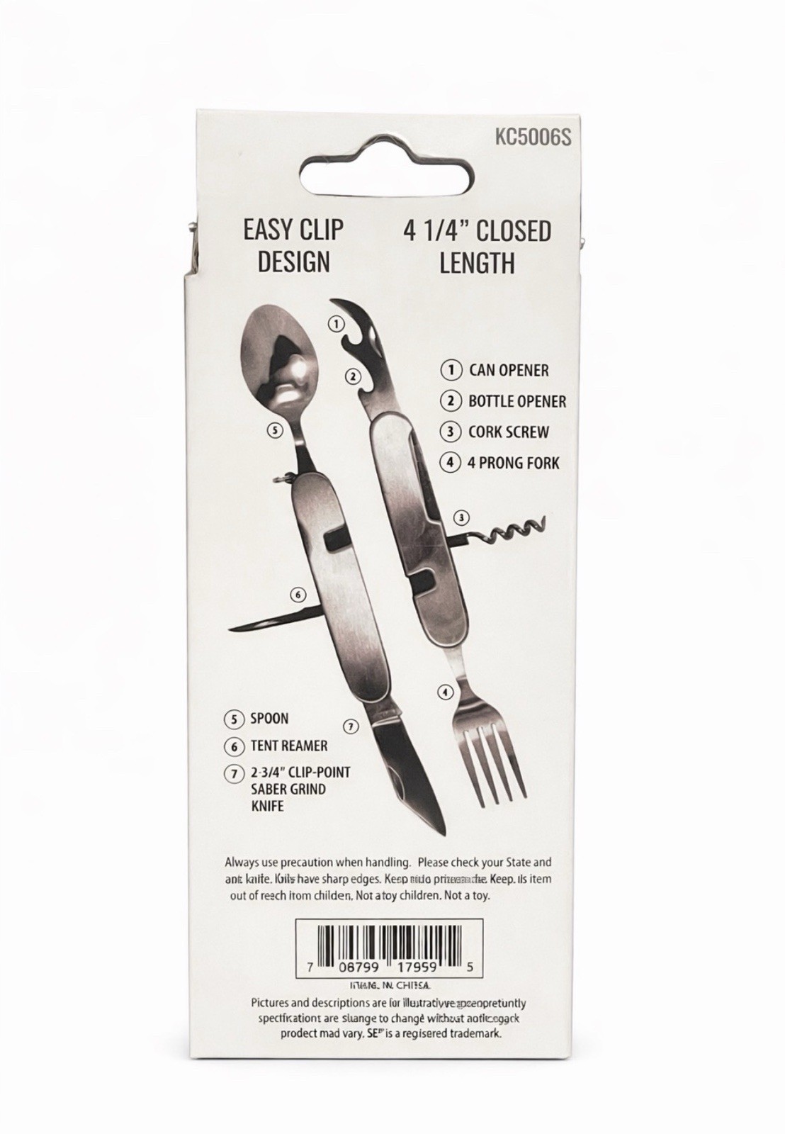 SE Survivor Series 7-in-1 Multifunctional Camping Tool with Pouch – KC5006S