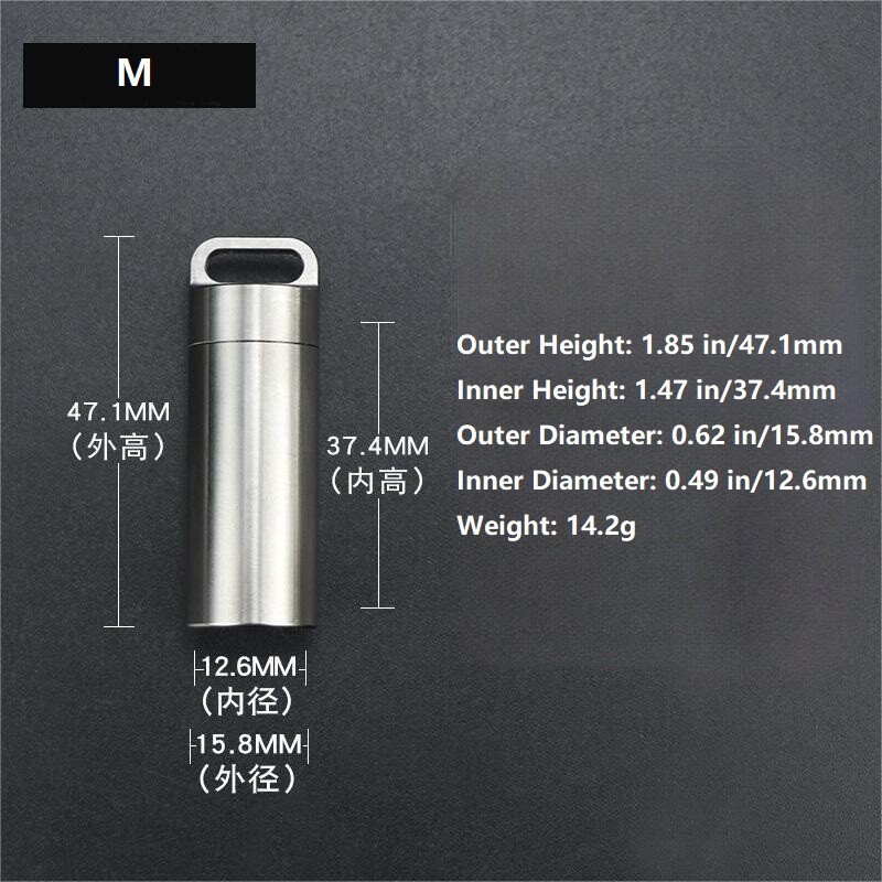 Waterproof Titanium Pill Holder Case Keychain Small Pill Box Container Organizer