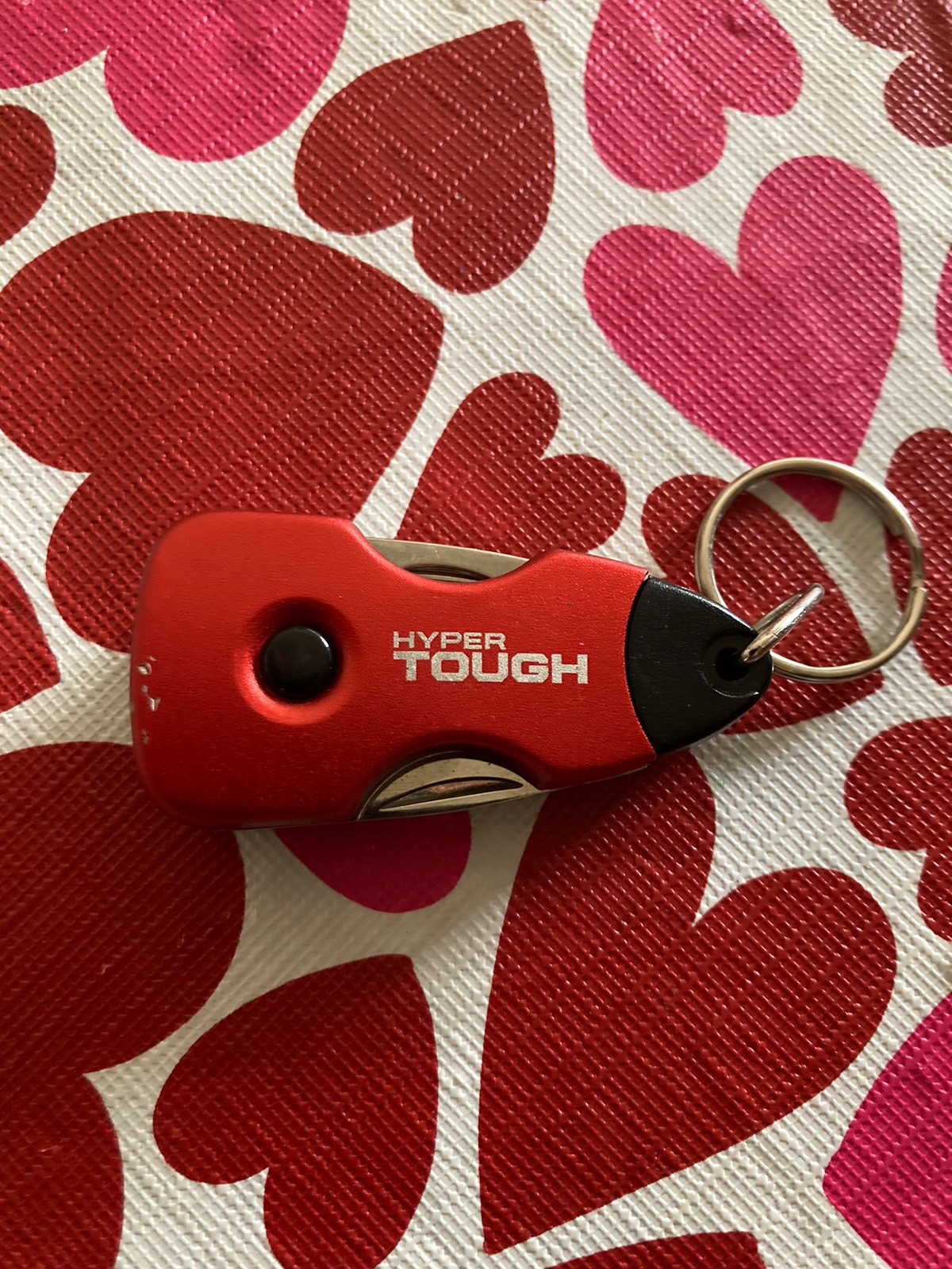 Hyper Tough Multi Tool Knife Screwdrivers Bottle Opener Flashlight Keychain Red