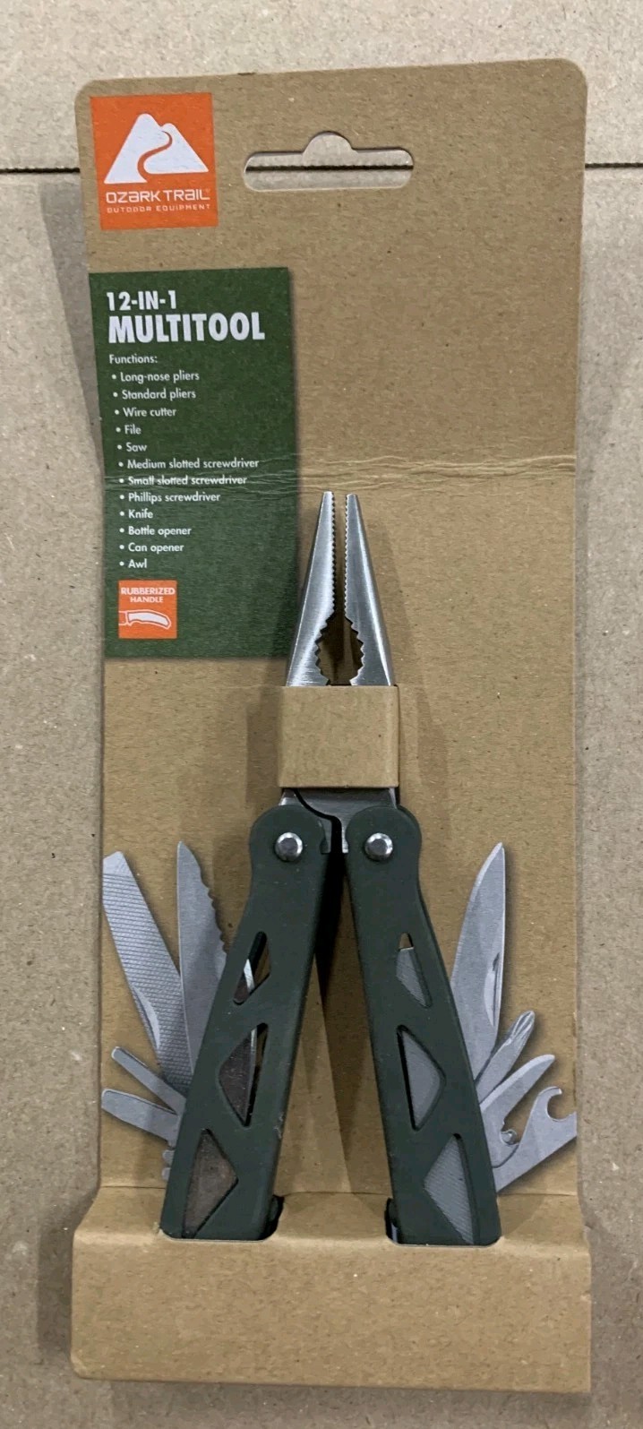 Ozark Trail 12-in-1 Multitool Stainless Steel Green Knife Plier