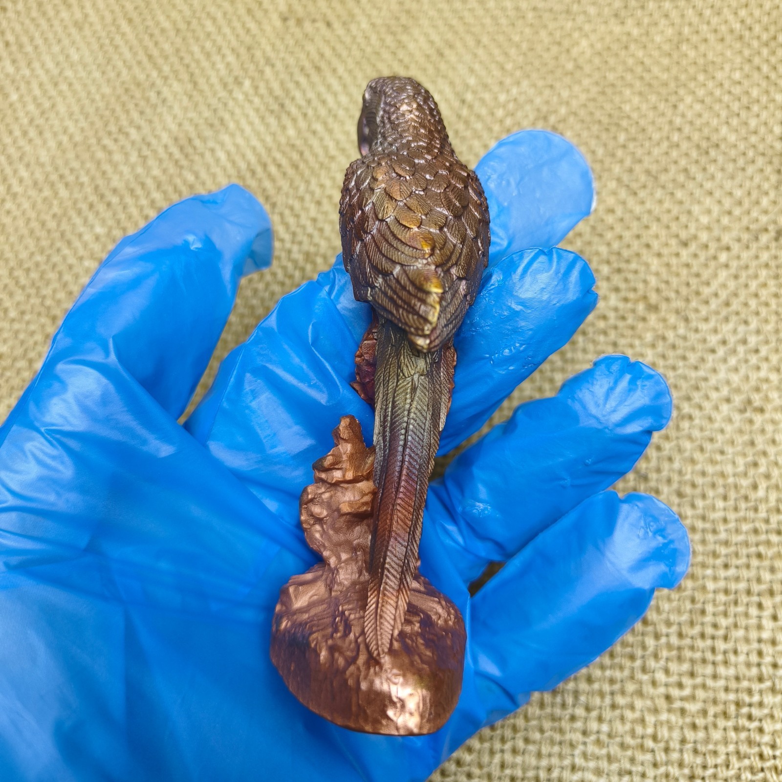 Purple copper bird Parrot handcraft ornament Solid Artistic statue sculpture