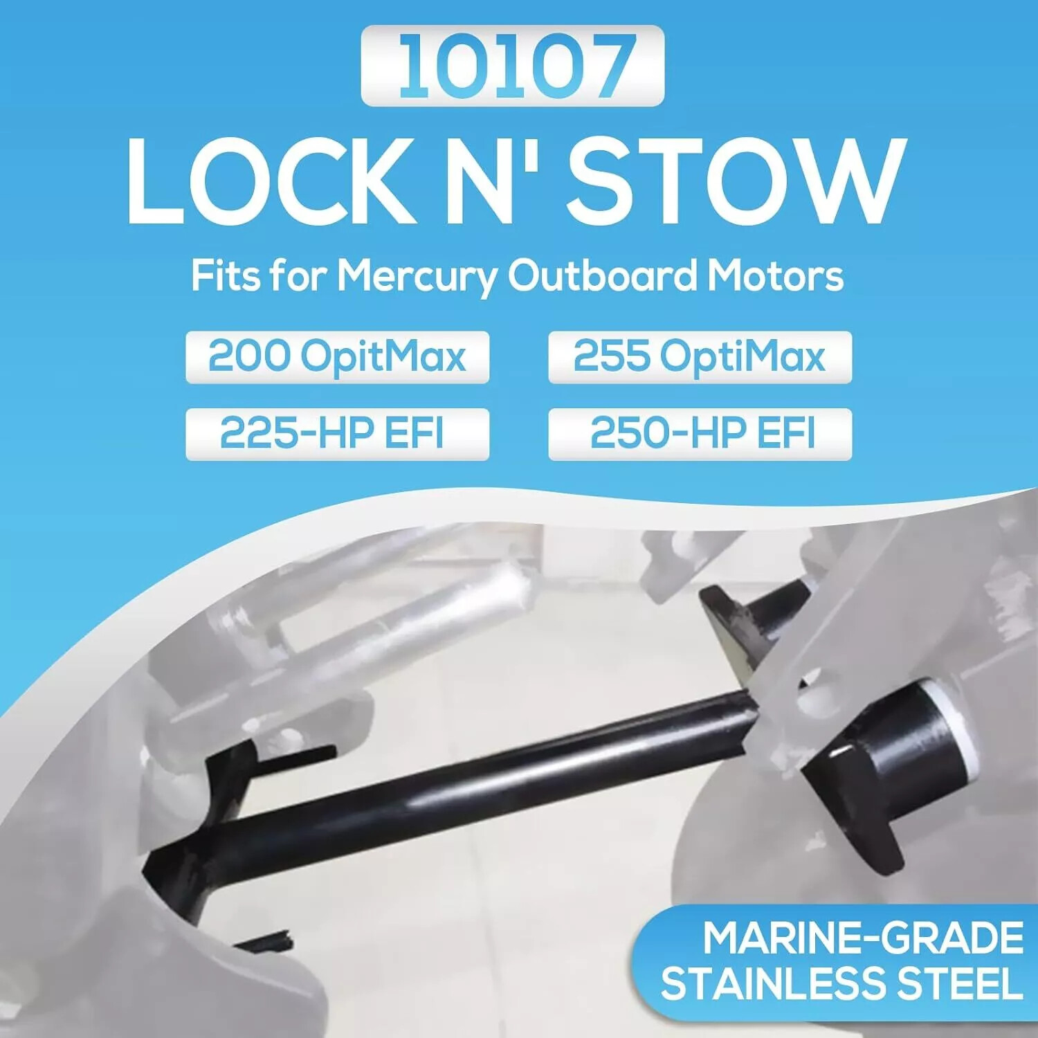 10107 Lock N’ Stow Transom Saver For Mercury Outboard Trailering Motor Support
