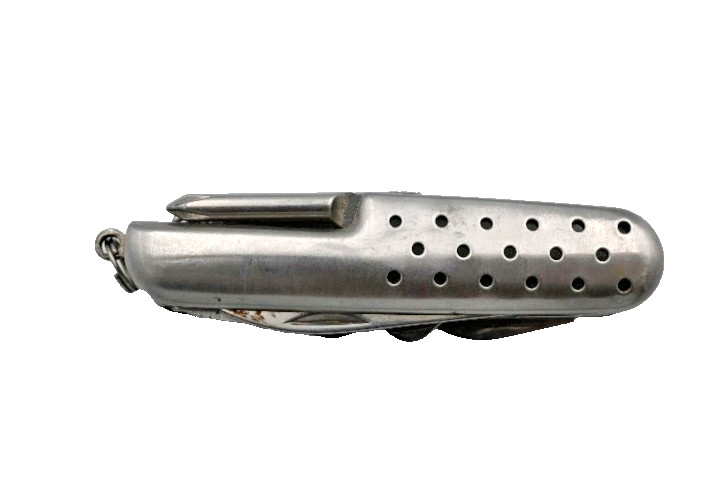 Winchester 3″ Multi-Tool Pocket Knife Perforated Silver Handle Saw Scissors EX