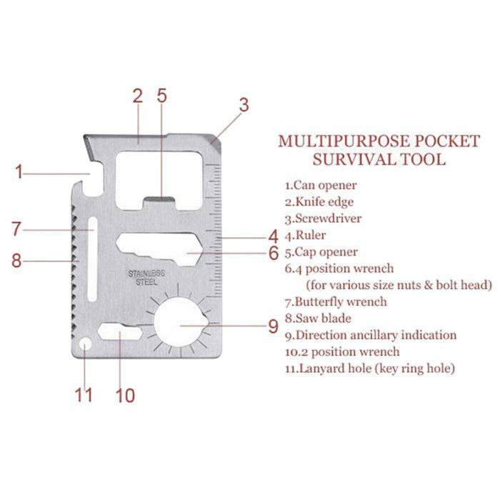 11in1 Multi tool Pocket Credit Card Knife Survival Camping saw can opener screw