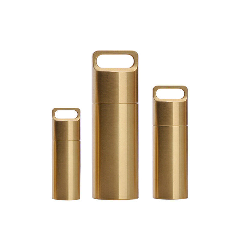 Solid Brass Survival Multi EDC Tools Waterproof Key Storage Container Pill Box