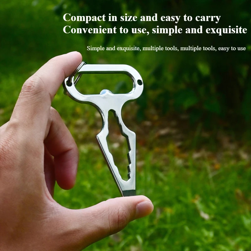 stainless steel EDC tool keychain bottle opener camping self-defense spike