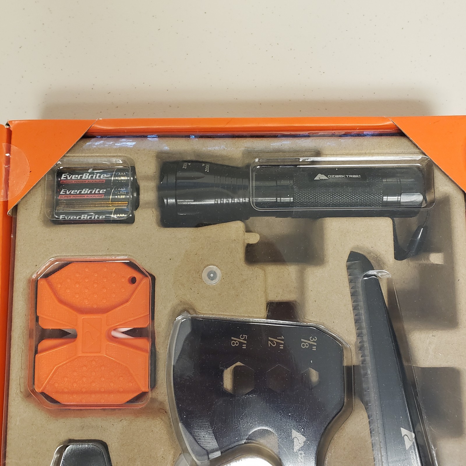 Ozark Trail 7 Piece Camping Tool Set with Hammer Flashlight Batteries Included