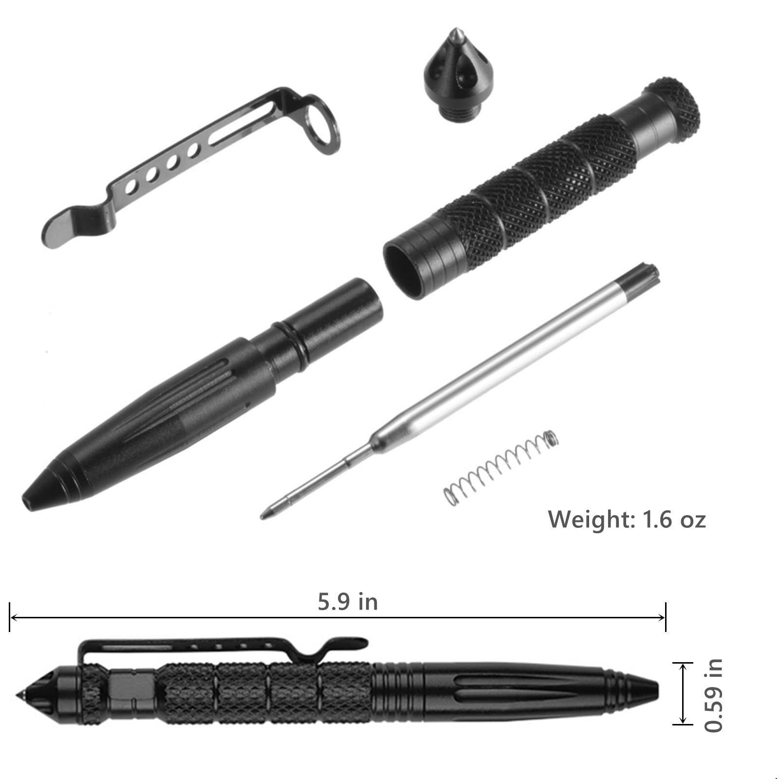 Tactical Pen 2 Pack Tungsten Steel Military Glass Breaker Self Defense 8 Refills