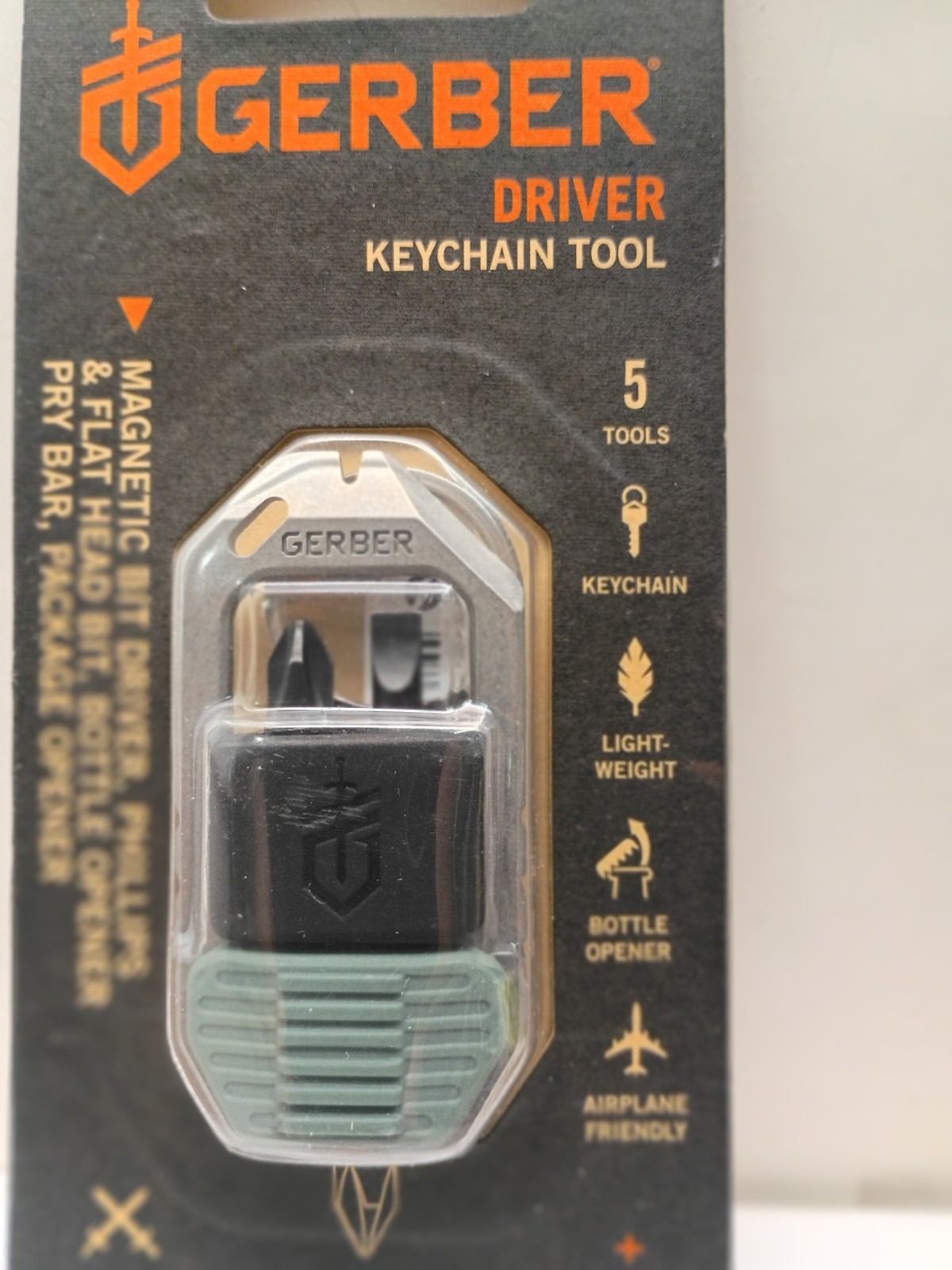Gerber Magnetic Bit Driver Keychain Airplane Friendly 5 in One Multi-Tool NEW