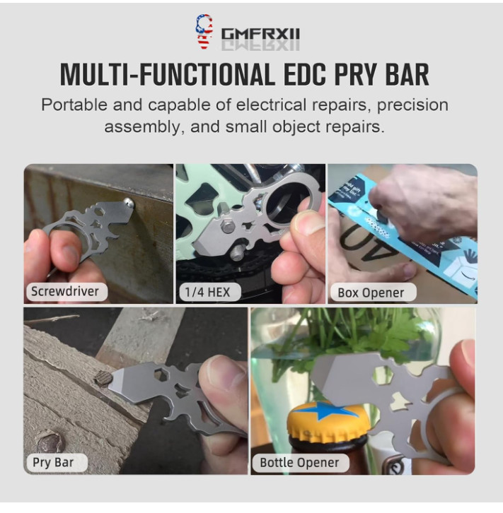 Multi-function Skull Keychain – 4 in 1 EDC Pocket Pry Bar, Bottle Opener,