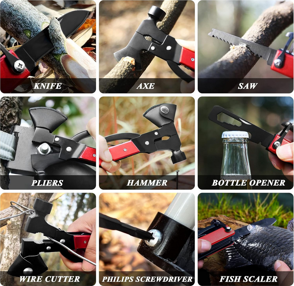 Portable 14 in 1 Hammer Multitool Stainless Steel Hammer Survival Camping Gear