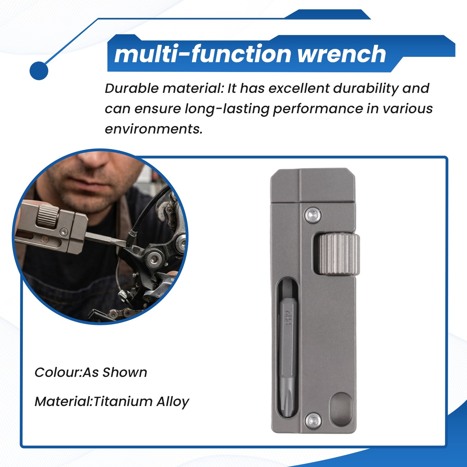 Titanium Alloy Adjustable Spanner Wrench, Multitool Portable Repair Tool3552