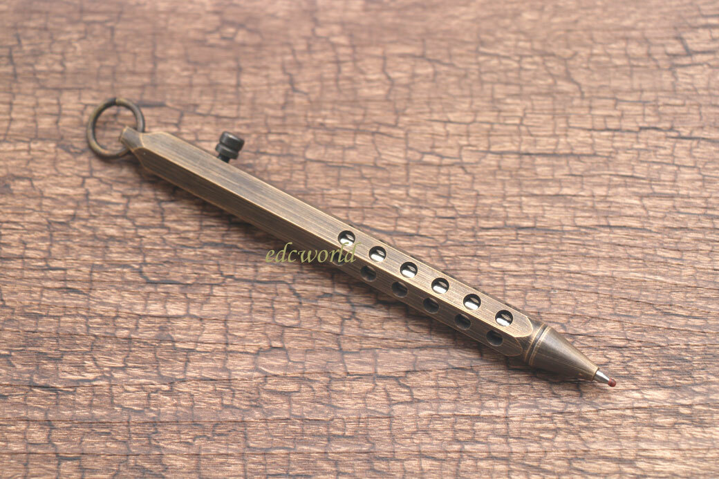EDC Handmade Six-Edge Brass Pen Practical Ballpoint Pen Pocket Keychain Pen