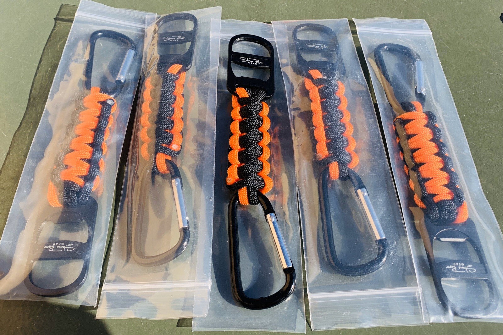Lot 5 NEW Stone River Gear Paracord Keychain With Bottle Opener & Carabiner