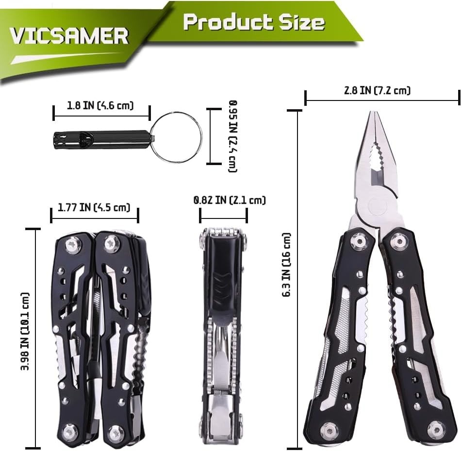 Professional Pocket Multitool Pliers Set – 14 Functions + Outdoor Whistle Gift