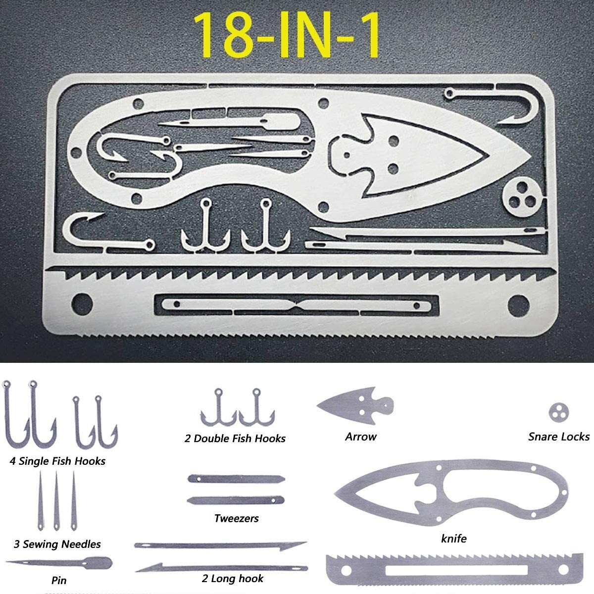 Survival Multitool Card 22 in 1,Steel Credit Card Pocket Sized Survival (4pcs)