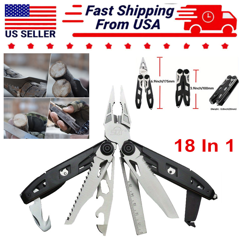 18 in 1 Folding Multitool Pliers Pocket Knife Stainless Steel Multi Tool Outdoor