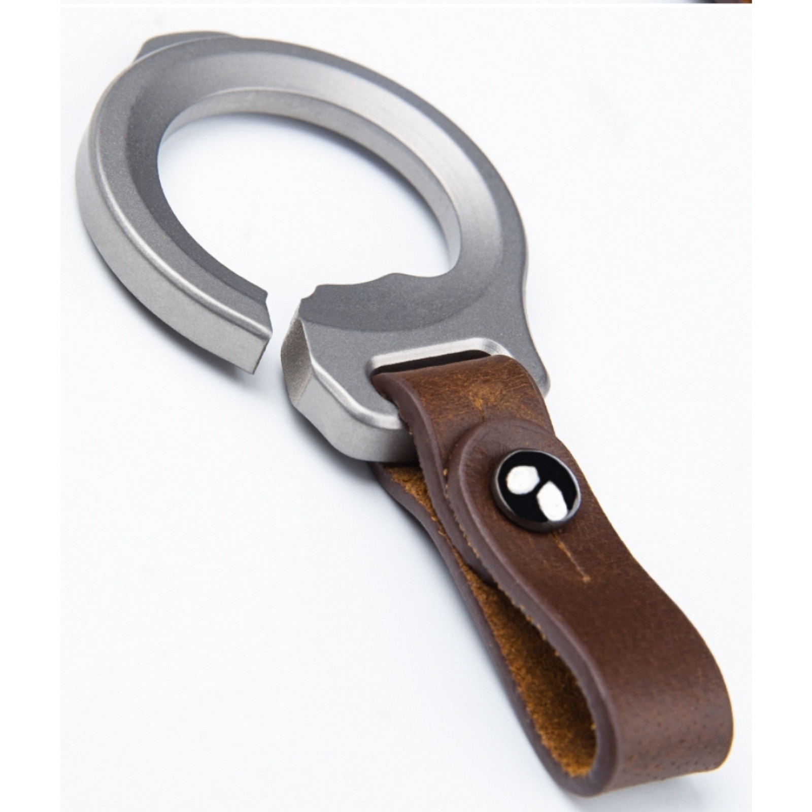 Titanium Alloy EDC Keychain Bottle Opener Pry Tool with Leather Strap Portable