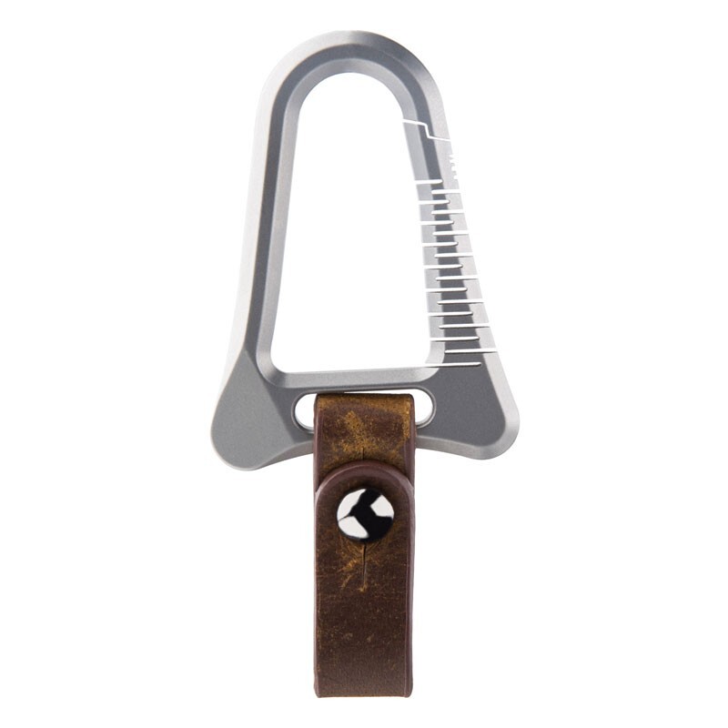 Titanium Alloy + Leather Keychain Carabiner Removable Key Bag Pendant EDC Tool