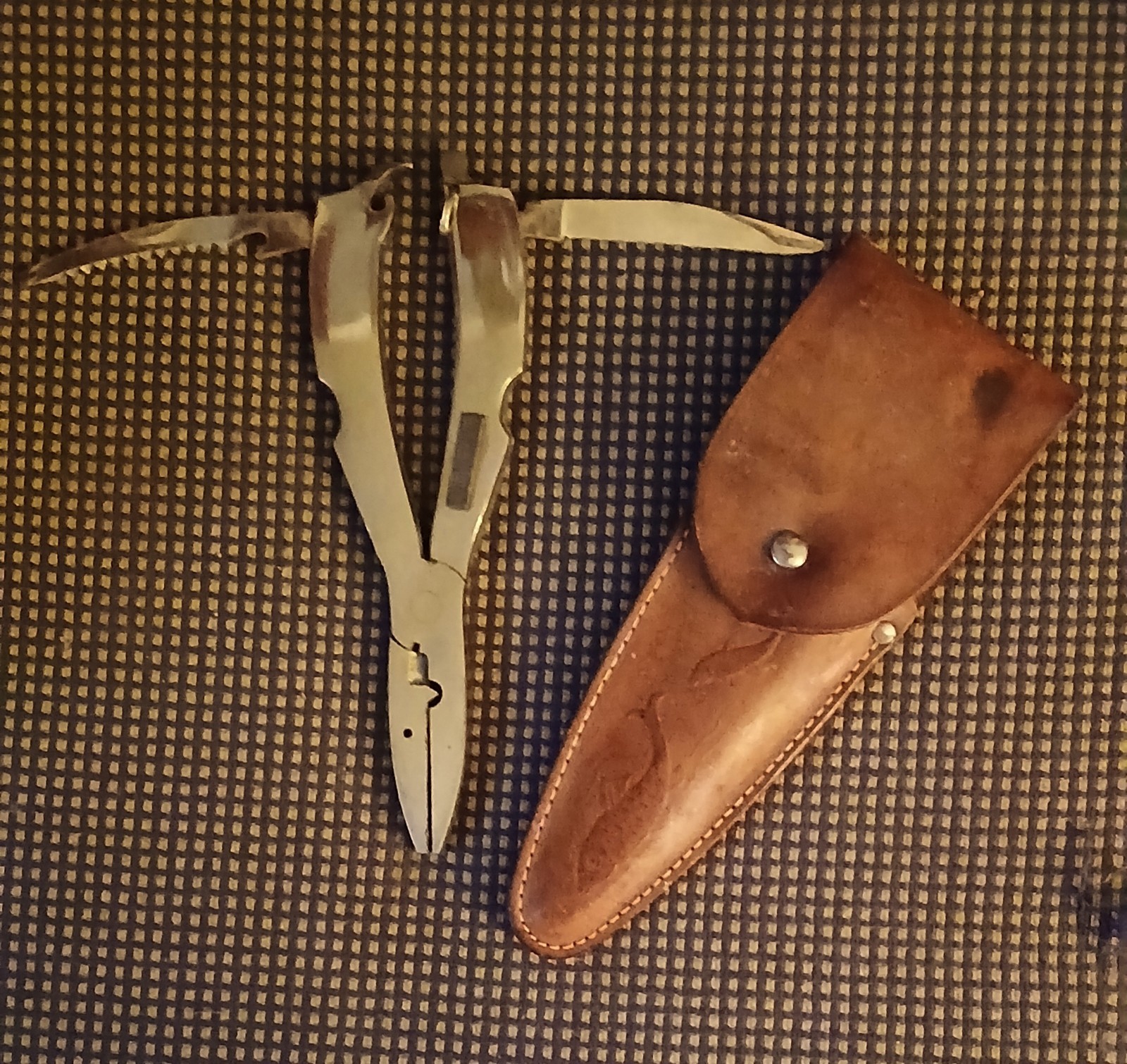 Vintage Solingen W. Germany Stainless Steel Fishing Multitool & Original Sheath