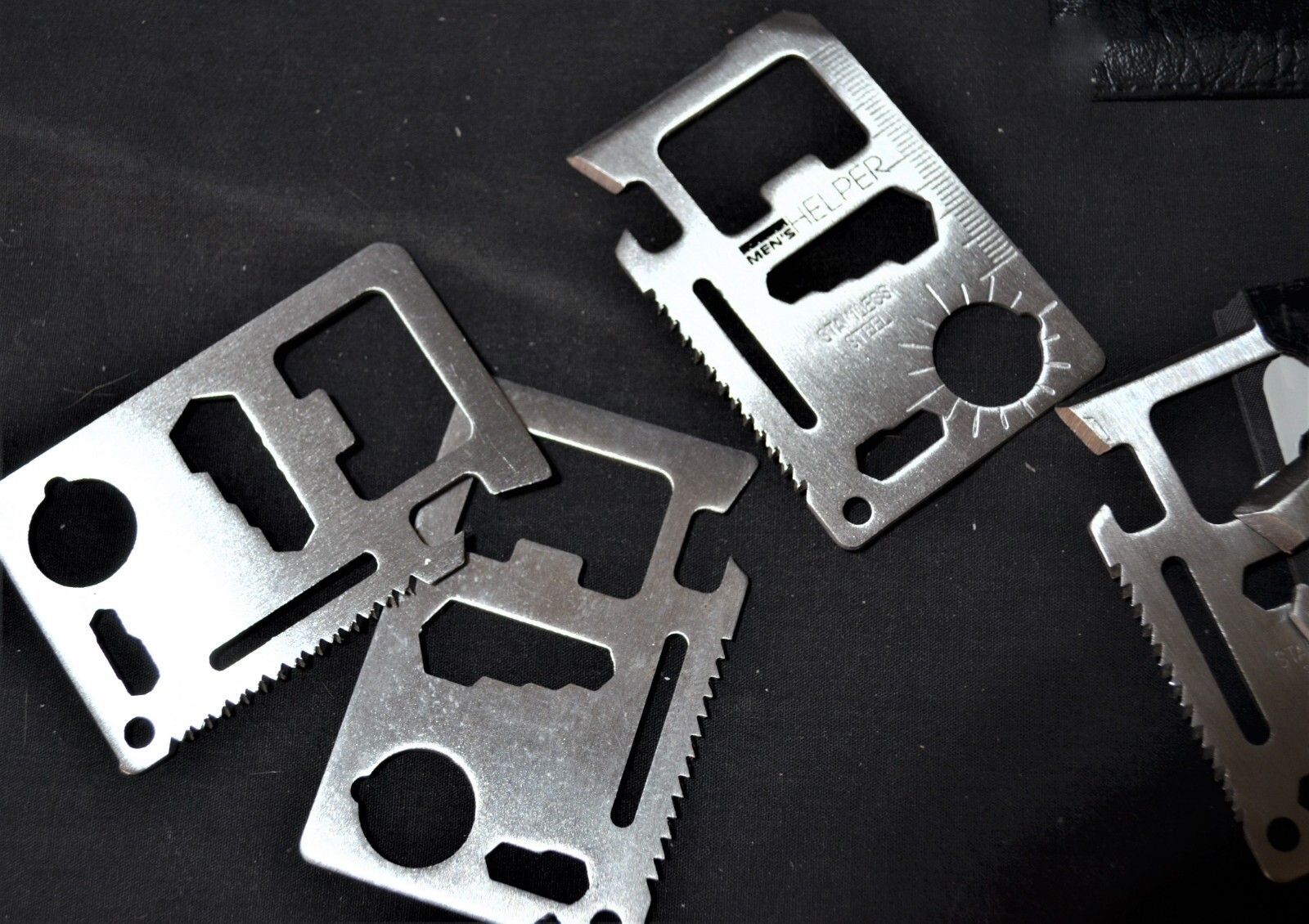 Wallet Size Multi Survival Tool Metal Thin Small, Silver Tone in Pouch Outdoors