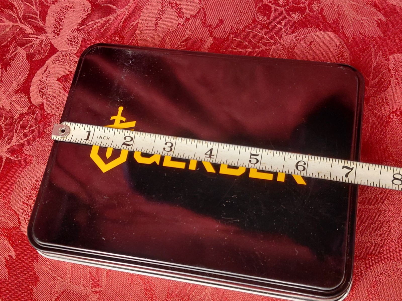 Gerber Logo Black & Yellow Empty Tin **ONLY Storage Box 7″ x 5″” x 1.5″ Insert