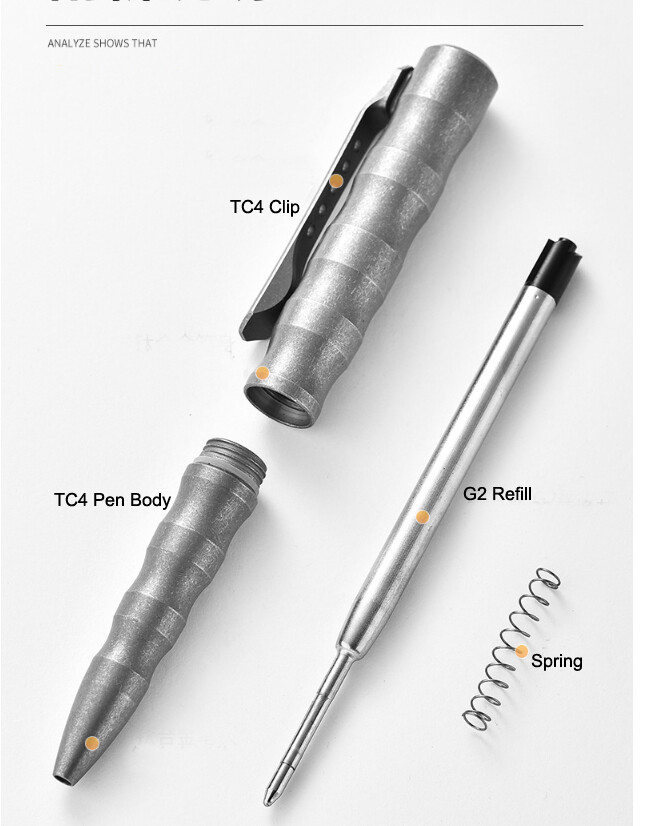 Titan Alloy Pen 4.4” Ballpoint Pen with Clip Refillable EDC Writing Pen