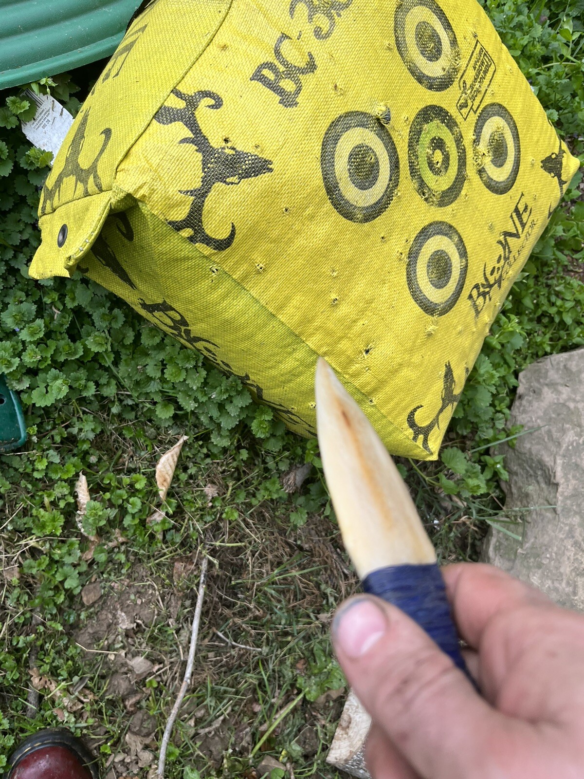 one time use 100% bone tool knife And Sheath With Zero Metal In It