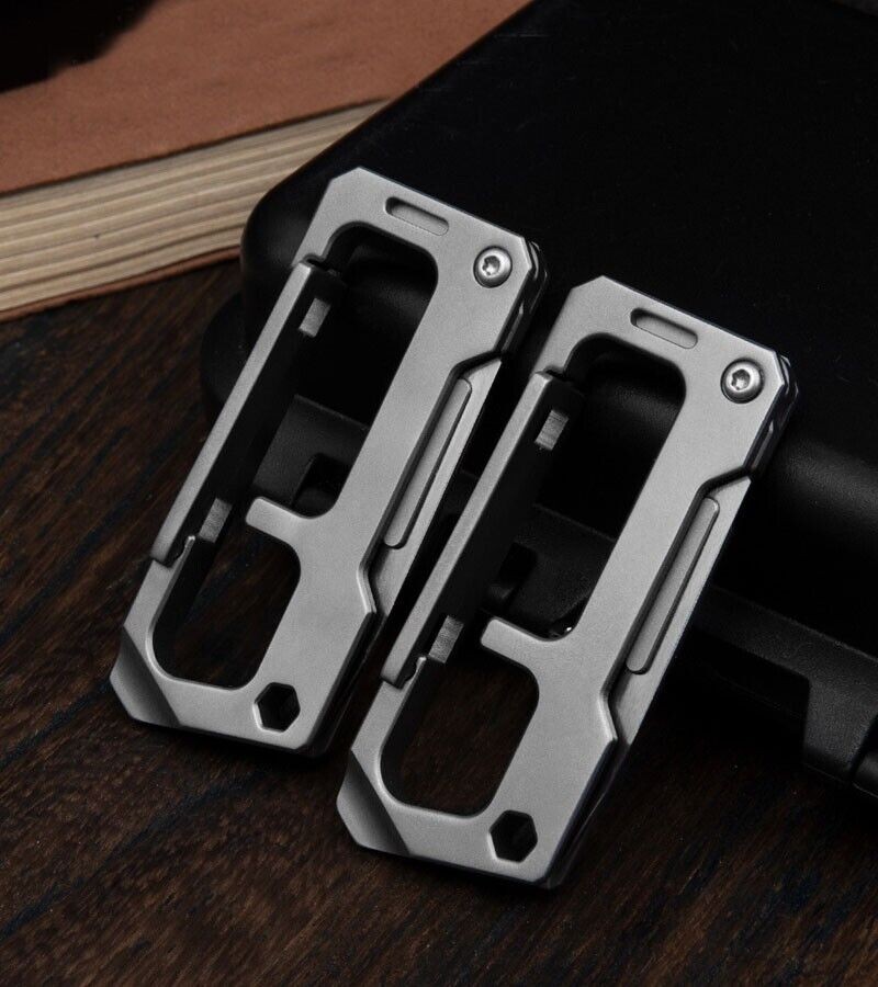 Titanium Multi Tools EDC Keychain Carabiner Folding Utility Knife Scalpel Blade