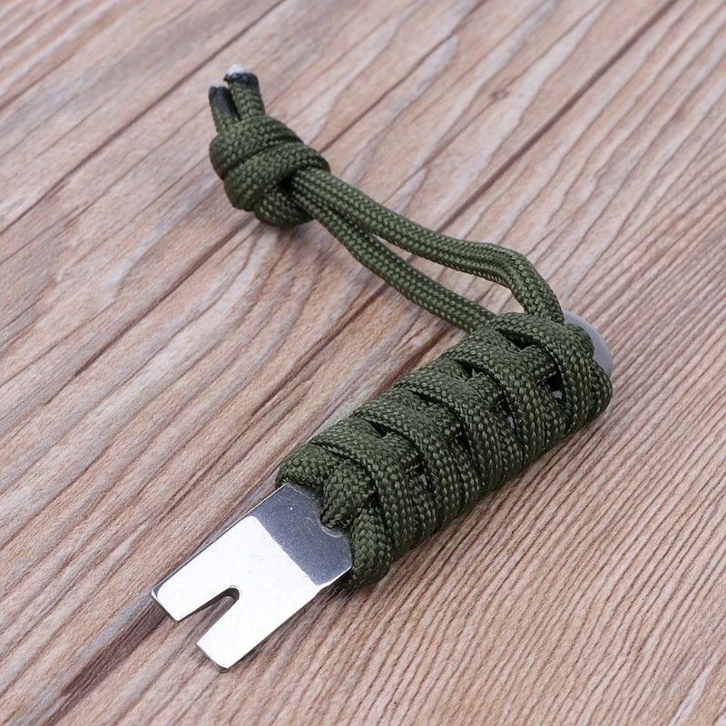 Mini EDC Tool Crank Crowbar Pocket Pry Bar Paracord Scraper Opener Winder Staple