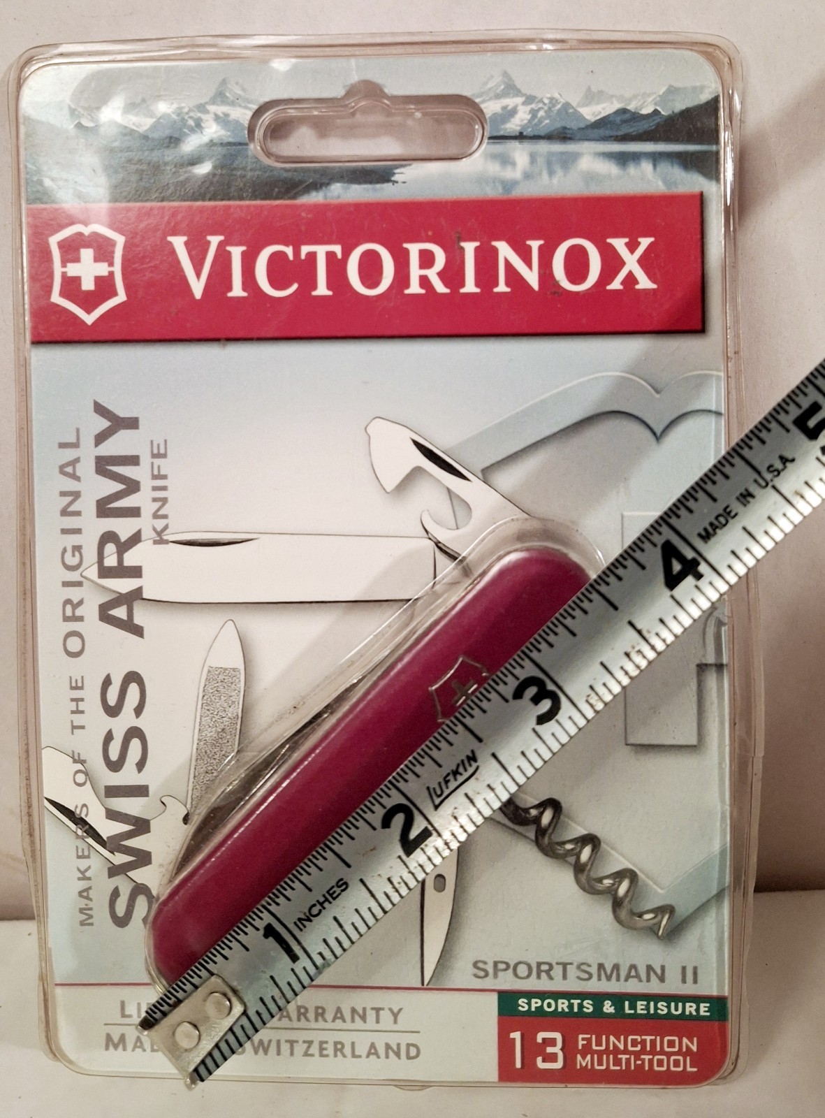 Victorinox Red Multi-Tool Knife Stainless Steel Blade File Corkscrew Opener New.