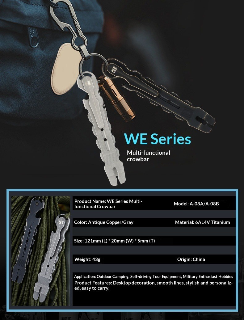6AL4V Titanium Alloy Pocket Pry Bar EDC Tool for Outdoor