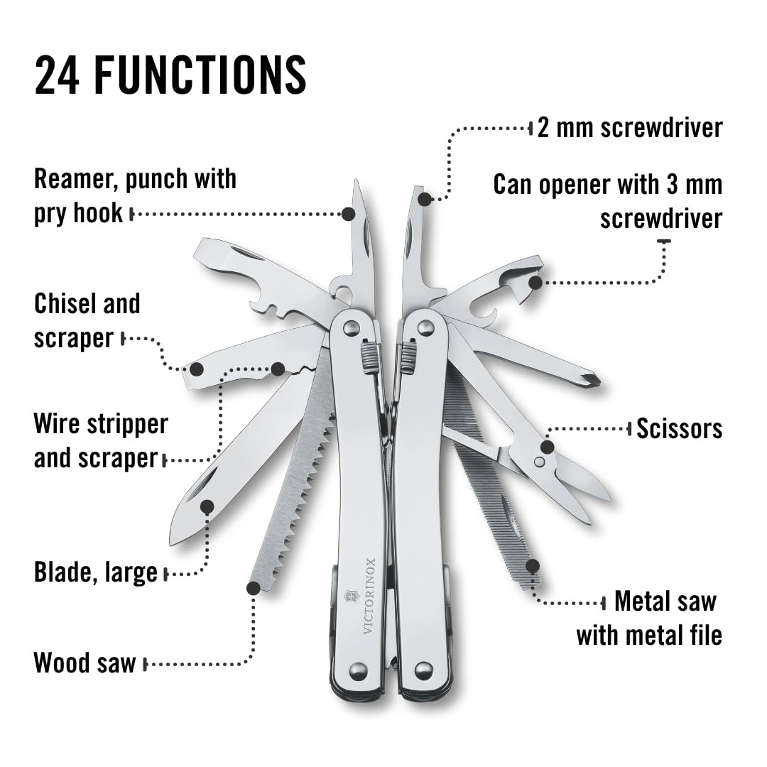 Multi Tool 24 Function Swiss Made with Locking Blade Leather Pouch Victorinox