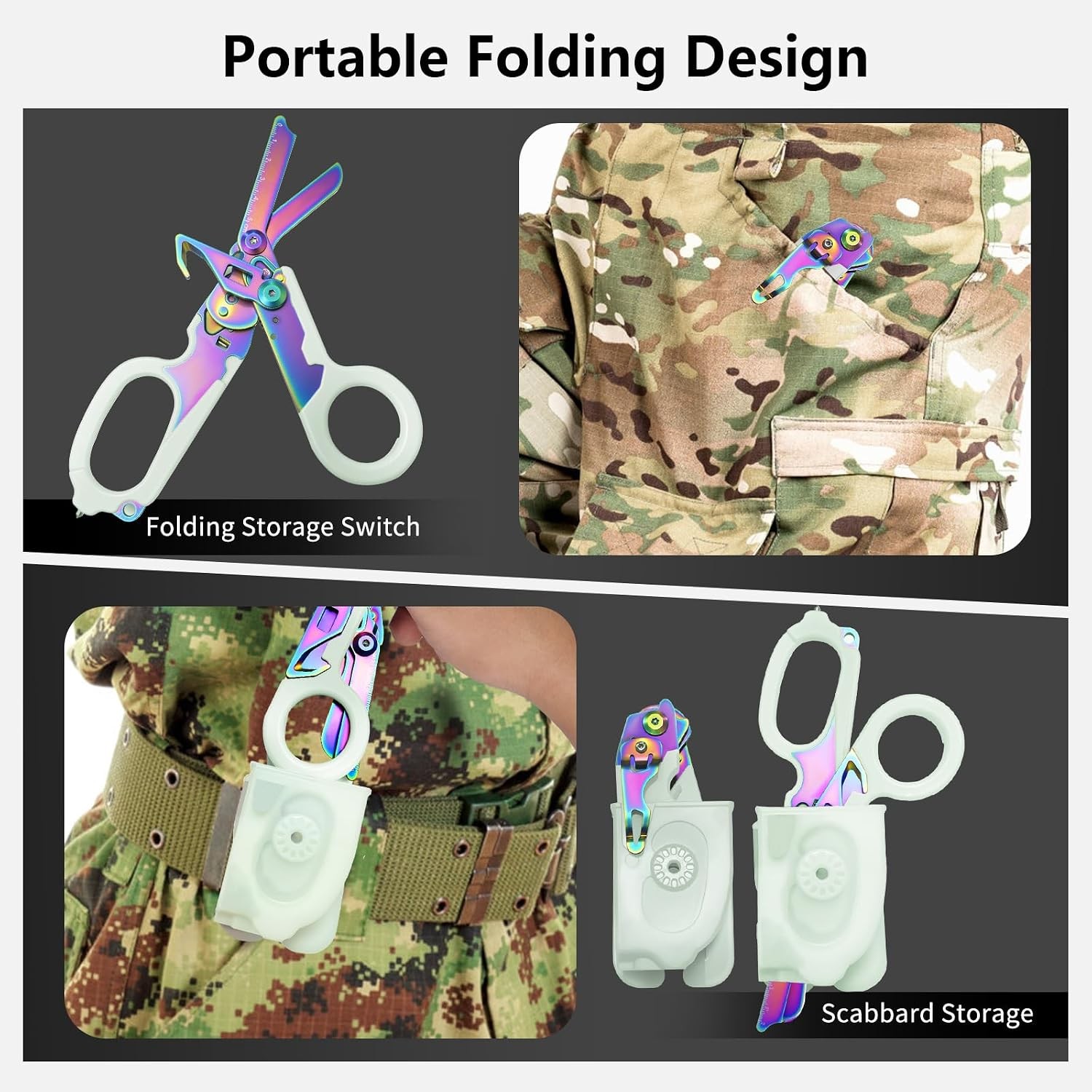 6 in 1 Multi-function Trauma Shears with Strap Cutter and Glass Breaker, with Lu