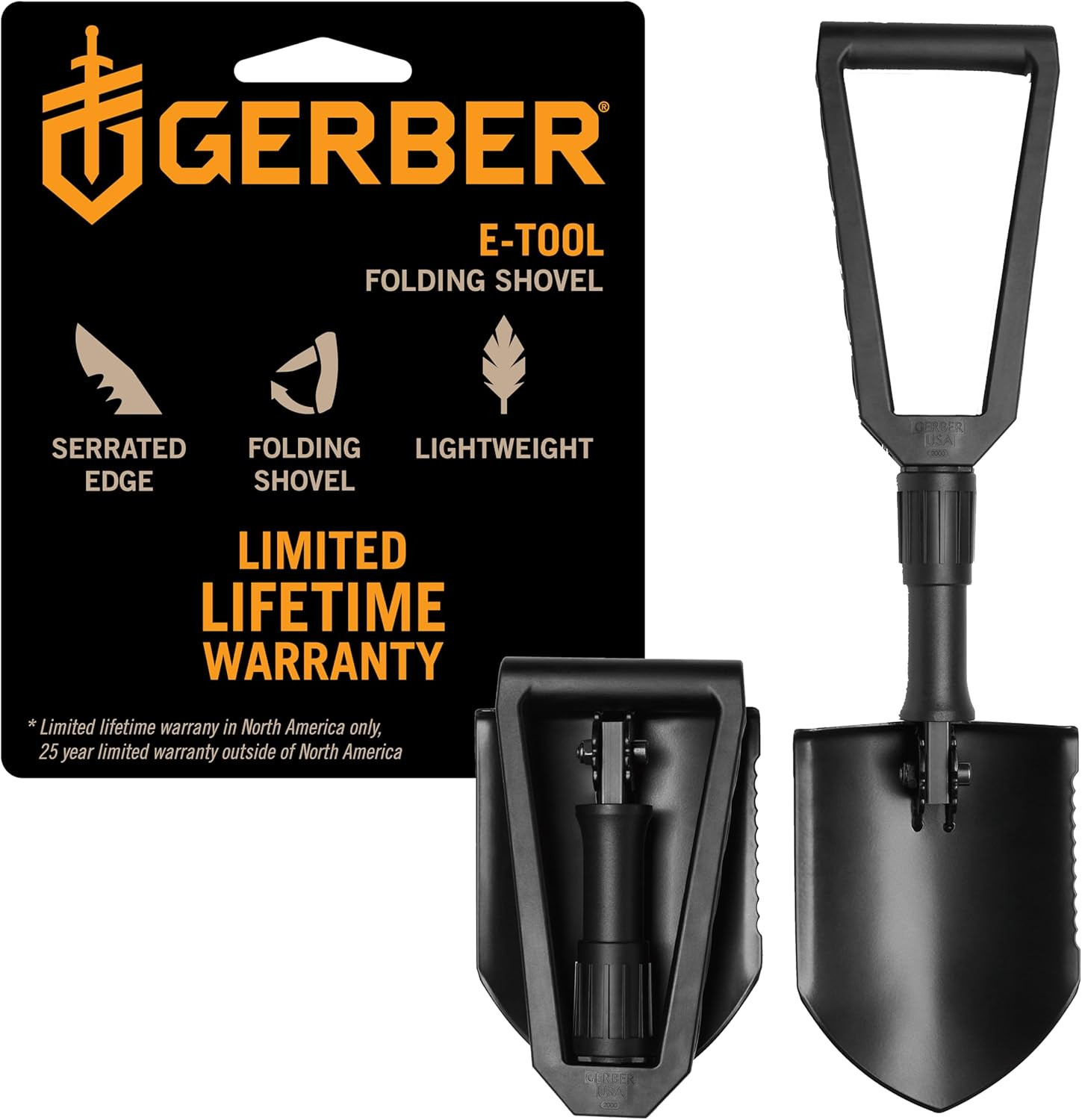 Gear Military Style Tactical Folding Spade E-Tool, Heavy-Duty All Purpose Campin