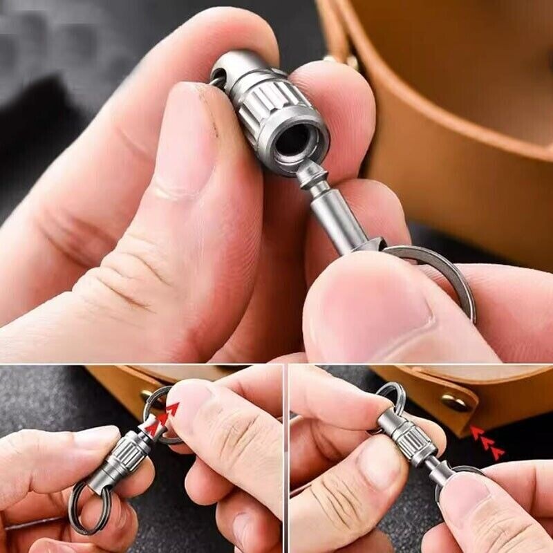 Titanium Quick Release Swivel Keychain EDC Car Key Holder with Double Key Rings
