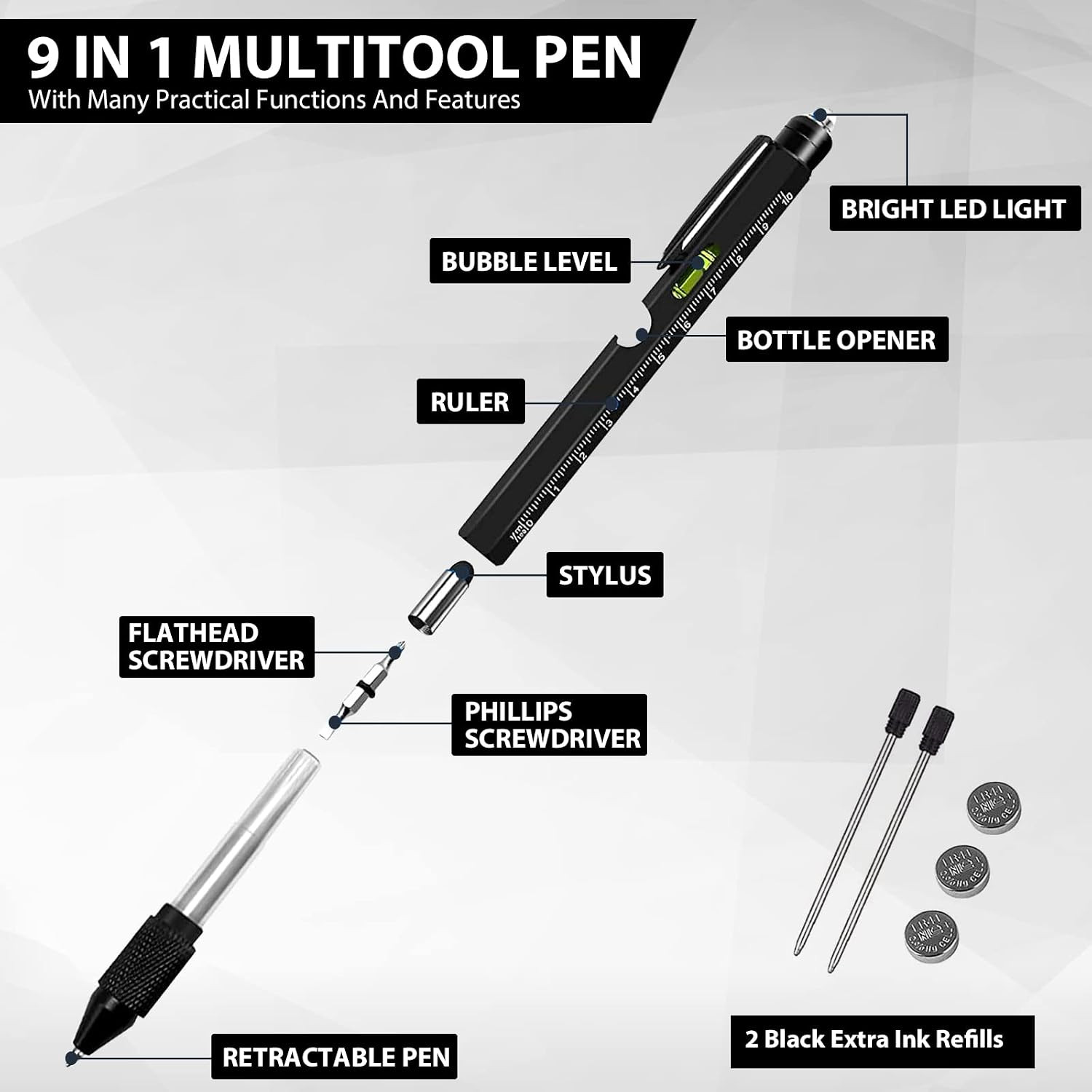Gifts for Dad Men Who Wants Nothing, 9 in 1 Multitool Pen Gifts from Wife Daught