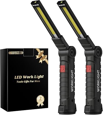 Rechargeable LED Work Light 2pk Magnetic Hook Black