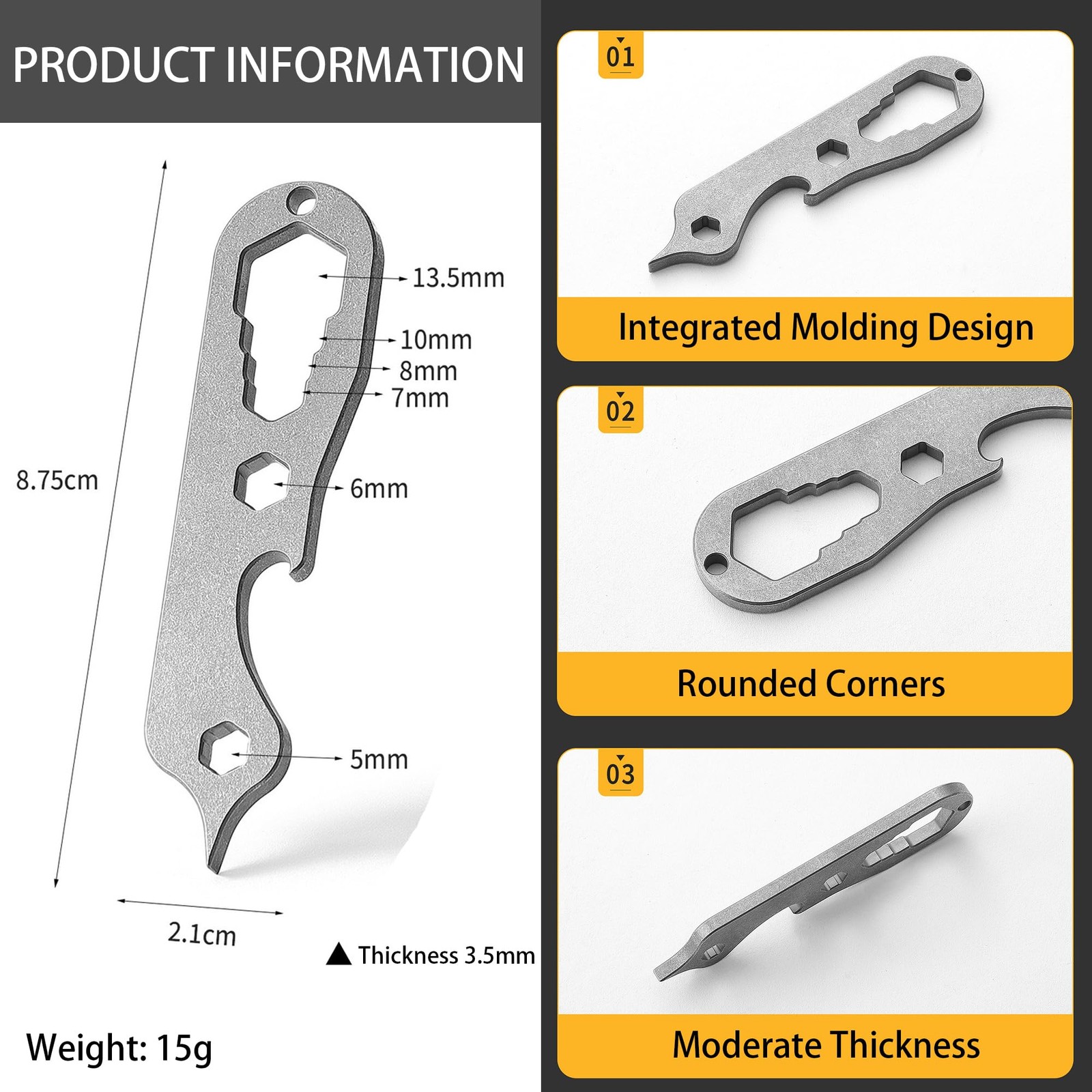 Titanium EDC Tools – Mini Multitool Pry Bar, Bottle Opener, Screwdriver, Hex …
