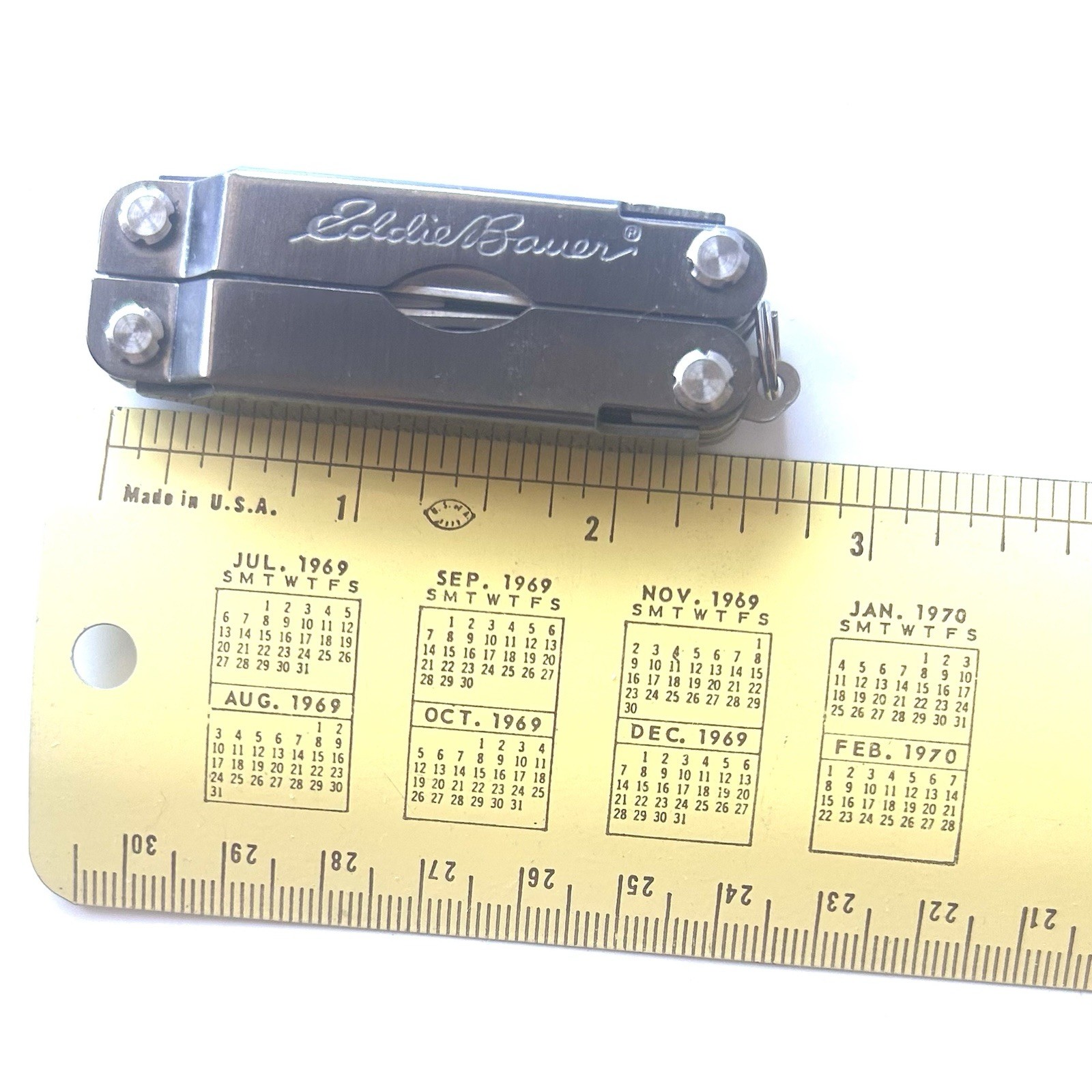 Eddie Bauer Silver Multi-Tool Mini Pocket Knife 9 Functions 2.5” Folded
