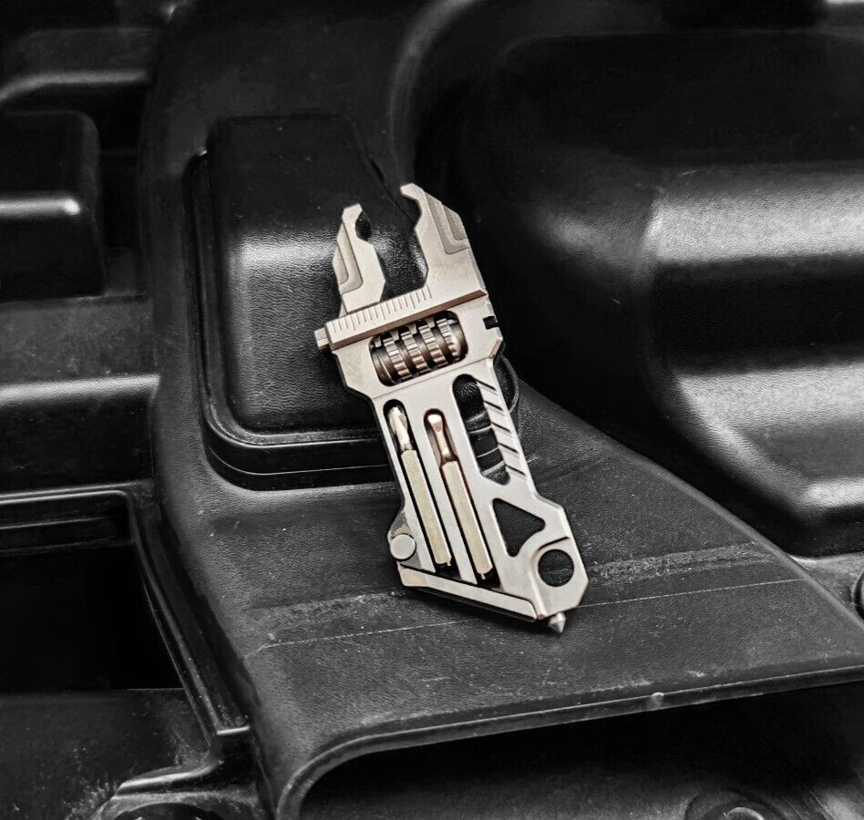 Ti EDC Wrench Titanium Pocket Tool Multi Tool Adjustable Spanner Screwdriver