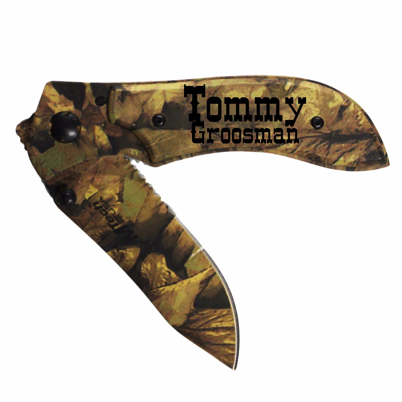Personalized Leaf Camo Pocket Knife – Groomsmen, Bachelor, Wedding Party Gift