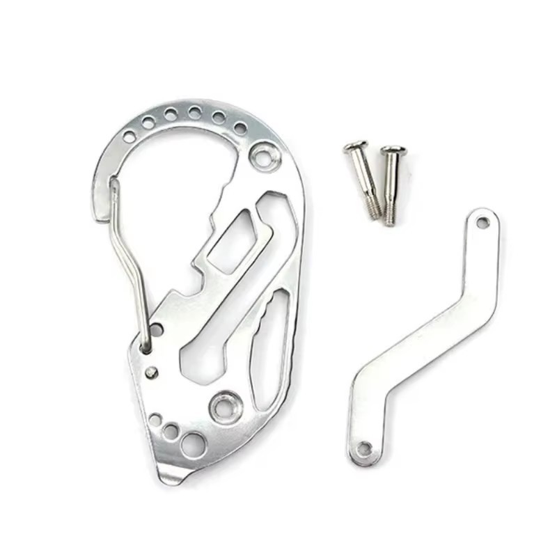 Stainless Multi Tool EDC Pocket Survival Carabiner Screwdriver Keychain Wrench**