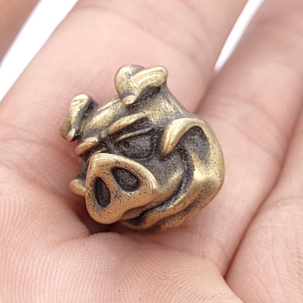 2PC EDC Brass Pig Knife Bead DIY Umbrella Rope Keychain Tool Lanyard Pendant
