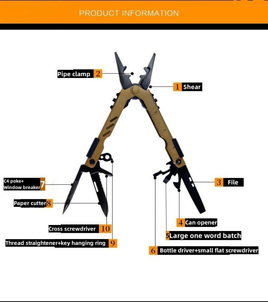 13-in-1 Folding Multi-Tool Pliers Knife Screwdrivers Wire Stripper EDC Camping