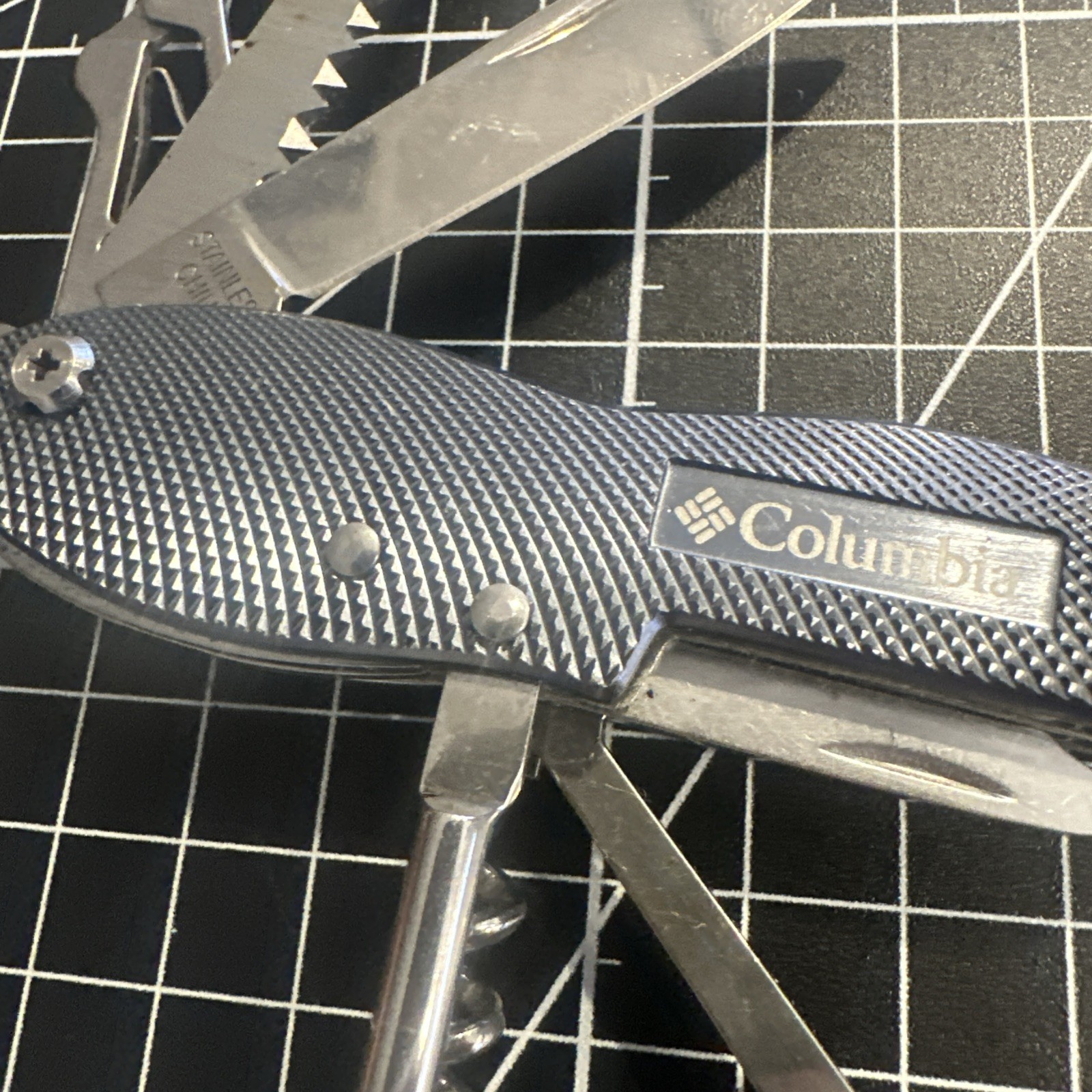 Columbia Multi Tool Gray & Silver 10 in 1 tool, Knife, Screwdriver, Corkscrew