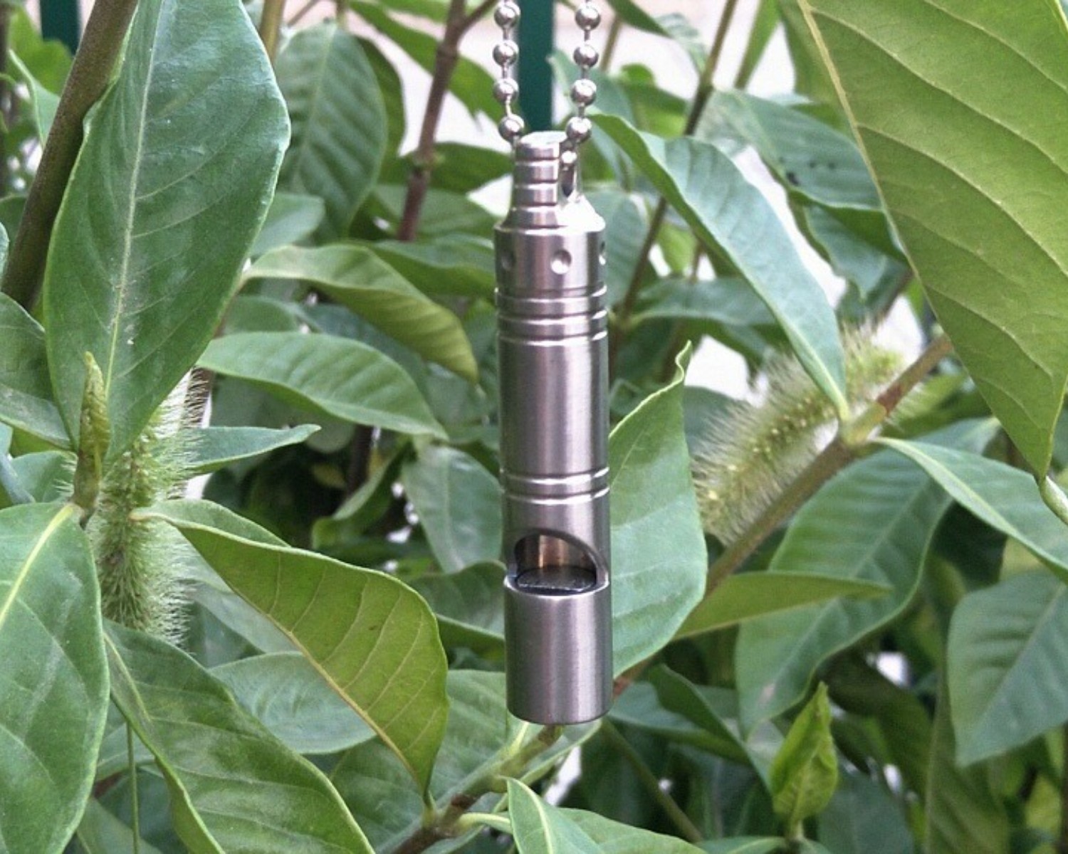 TC4 Titanium Safety Survival Whistle EDC Outdoor Tool Stainless Steel Chain Gift