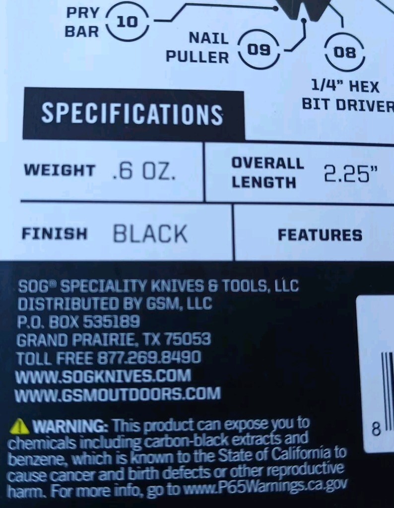 SOG MacV Tool SM1001 – Black Steel, 12 Tools in One: One Size, Black